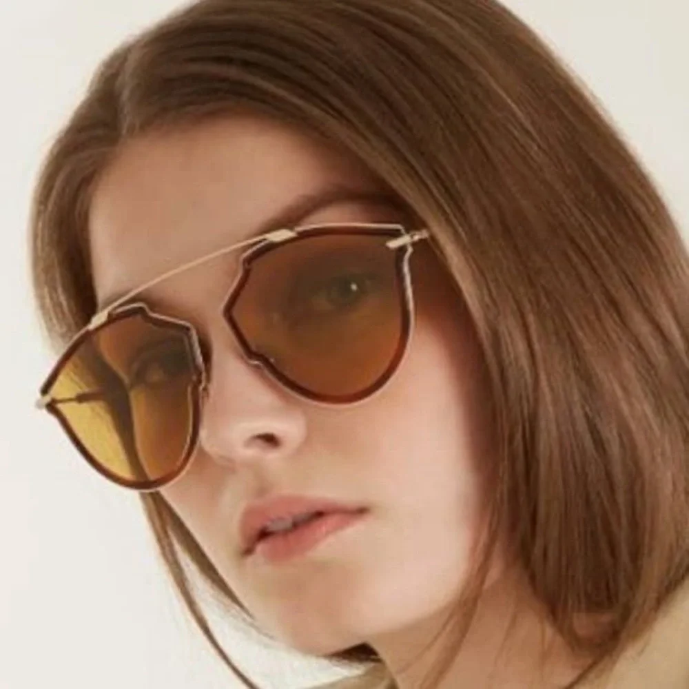 New - DIOR BUTTERFLY SUNGLASSES SOREALRISE 06J70 GOLD/HAVANA 58MM - Picture 1 of 11
